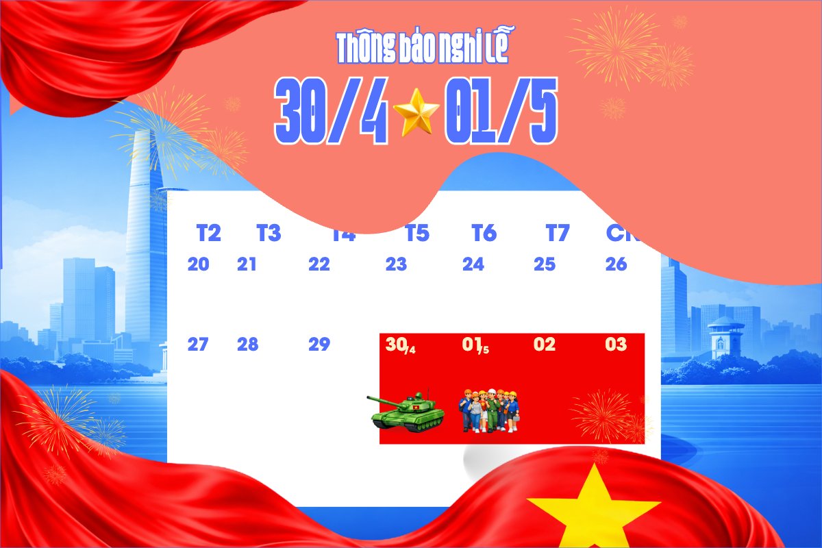 Lịch nghỉ lễ 30/4-1/5