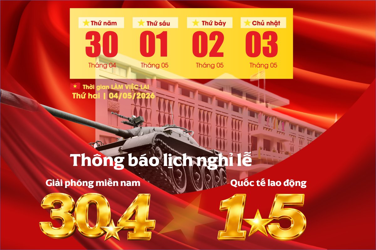 Lịch nghỉ lễ 30/4-1/5