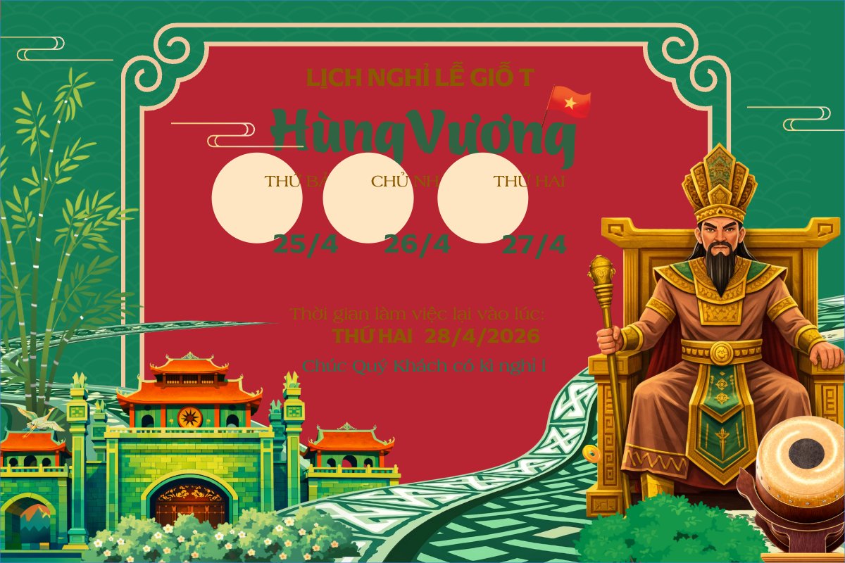 Lịch nghỉ lễ Giỗ tổ Hùng Vương