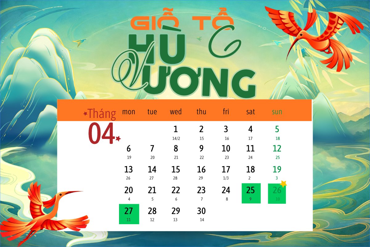 Lịch nghỉ lễ 30/4-1/5