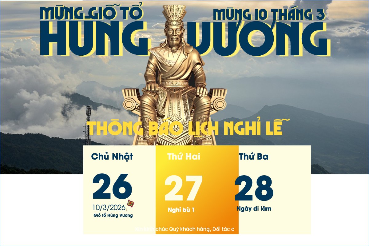 Lịch nghỉ lễ Giỗ Tổ Hùng Vương