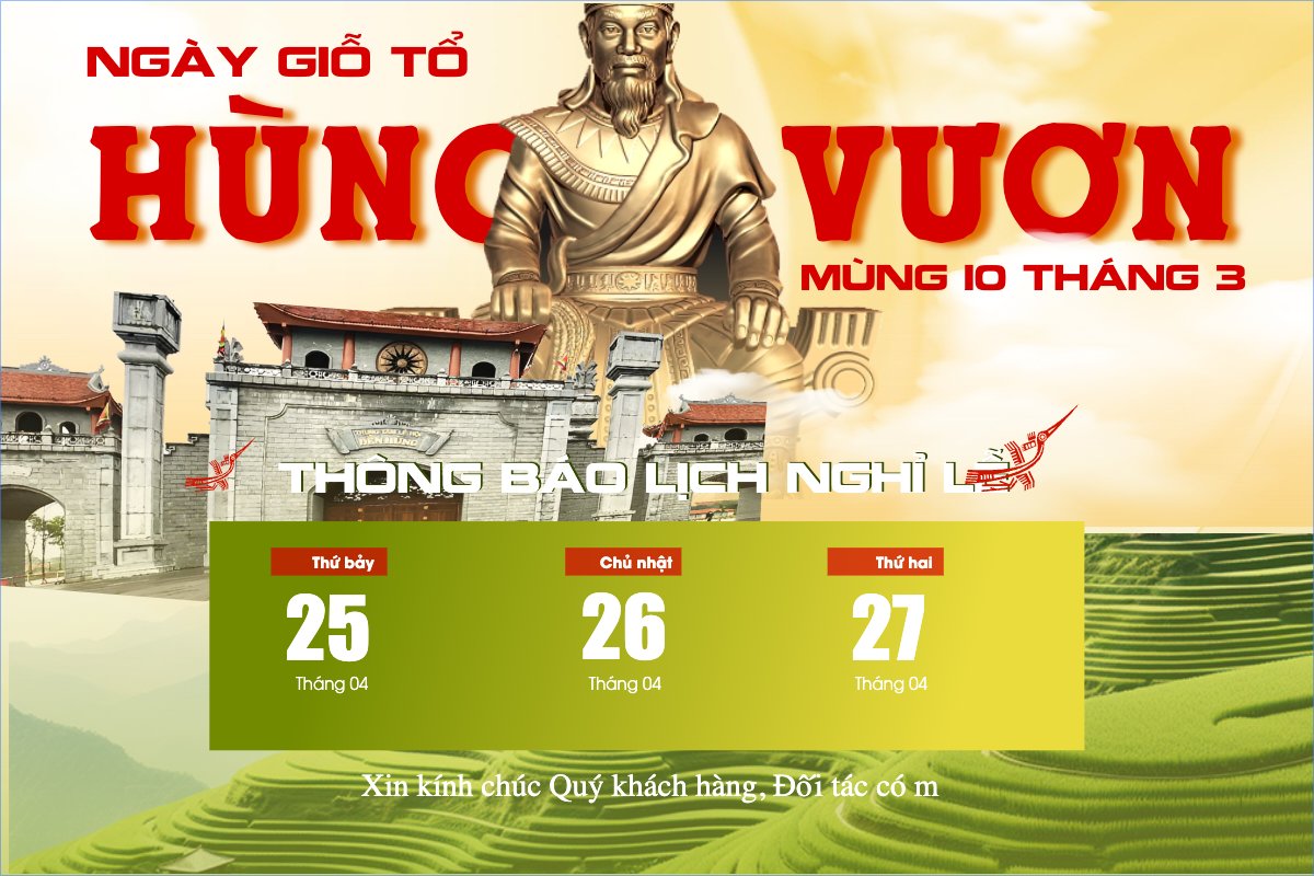 Lịch nghỉ lễ Giỗ Tổ Hùng Vương
