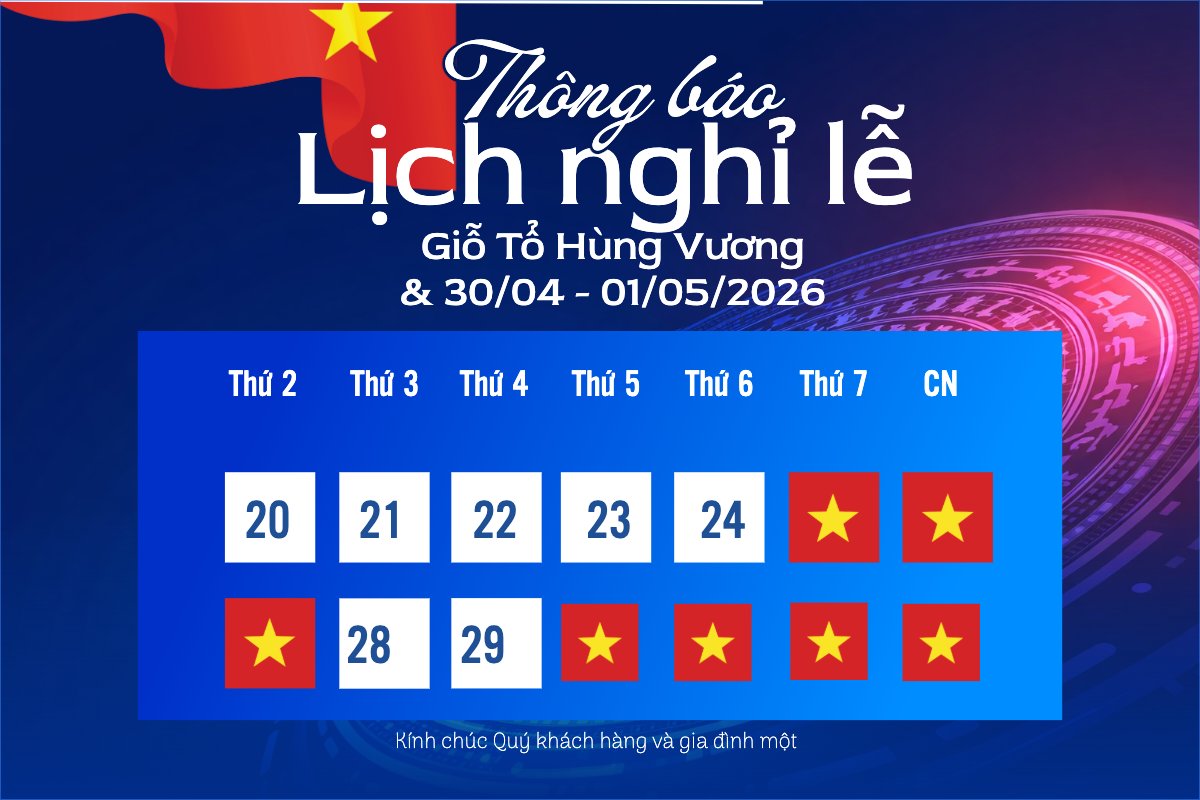 Lịch nghỉ lễ Giỗ Tổ và 30/4-1/5