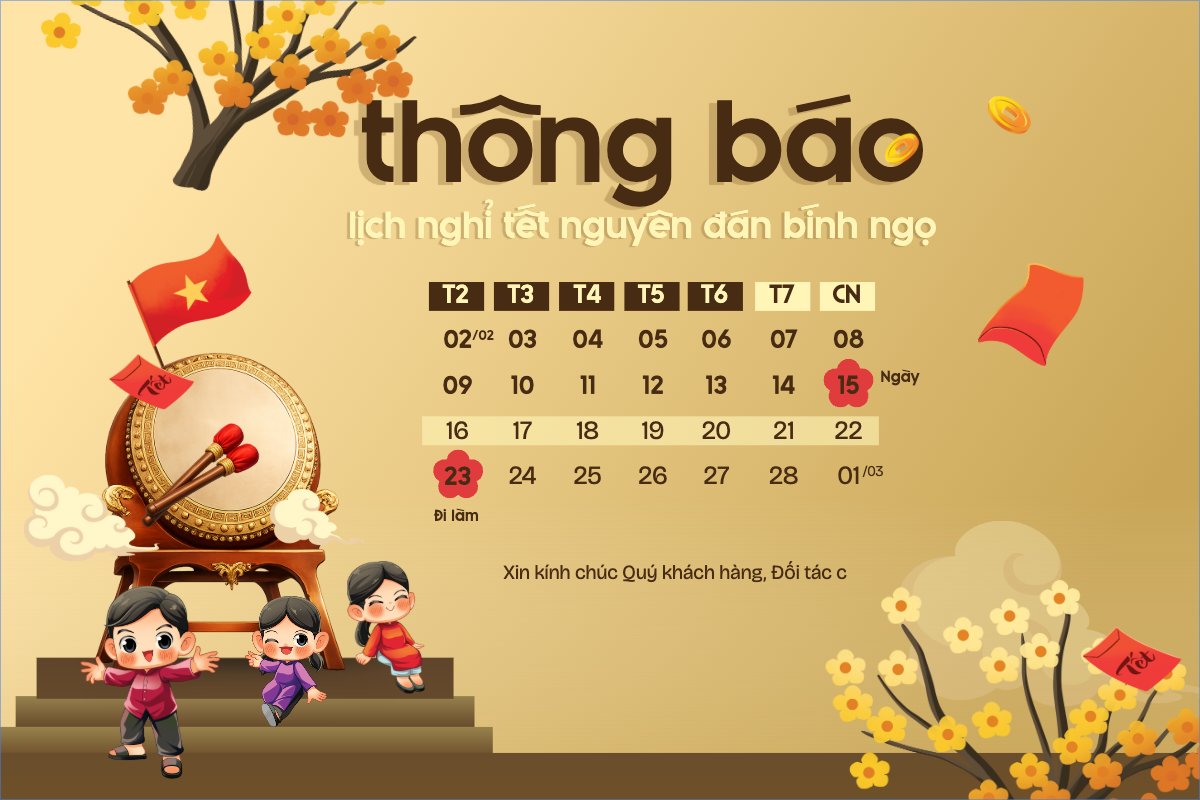 Thông báo lịch nghỉ tết nguyên đán Bính Ngọ 2026