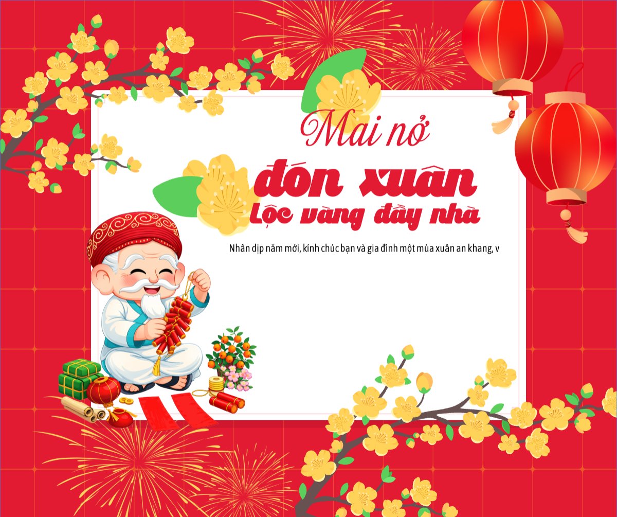 Mai nở đón xuân lộc vàng đầy nhà