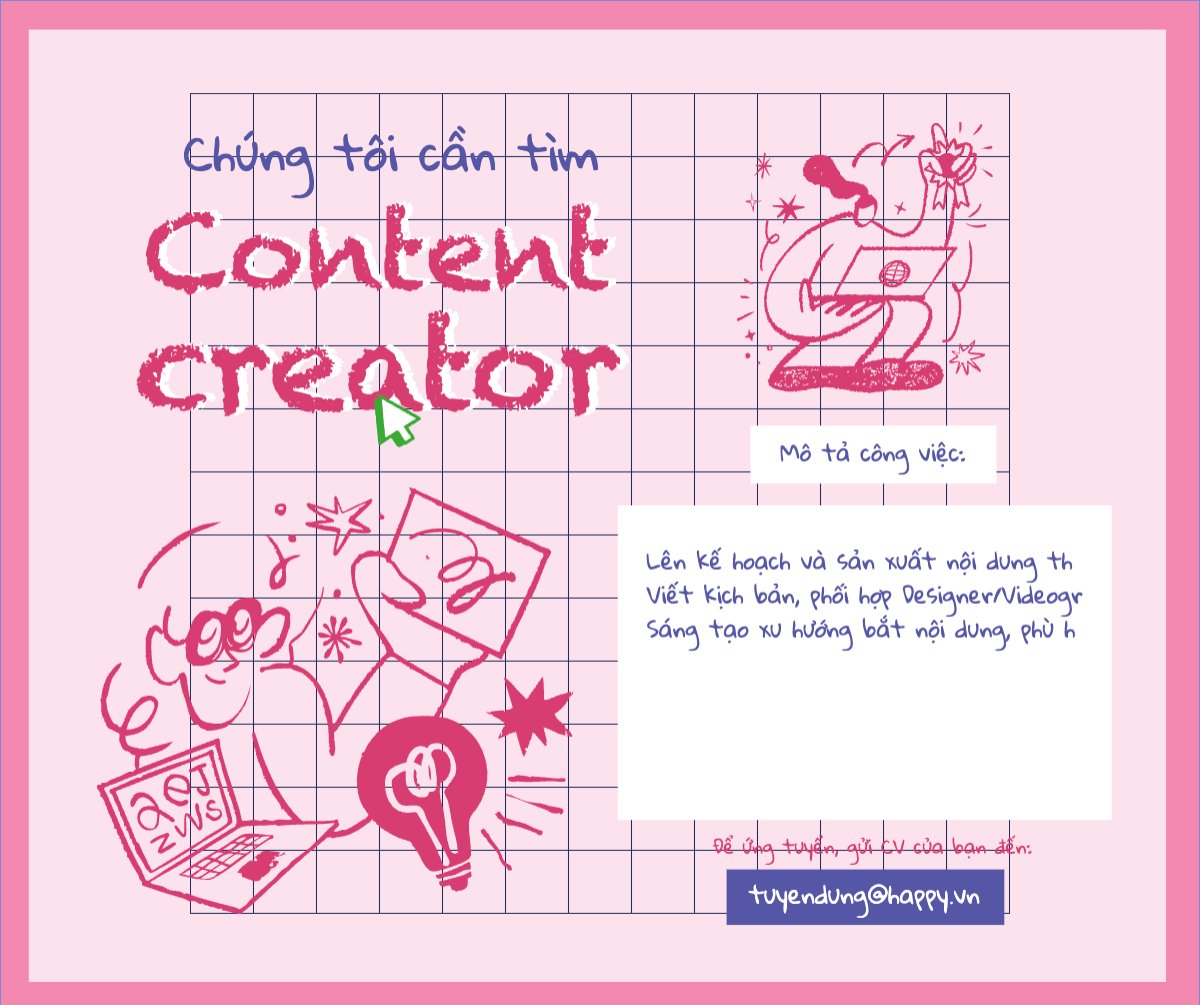 Content creator, nhà sáng tạo nội dung, tuyển dụng, văn phòng, office, dễ thương, cute, đơn giản, simple