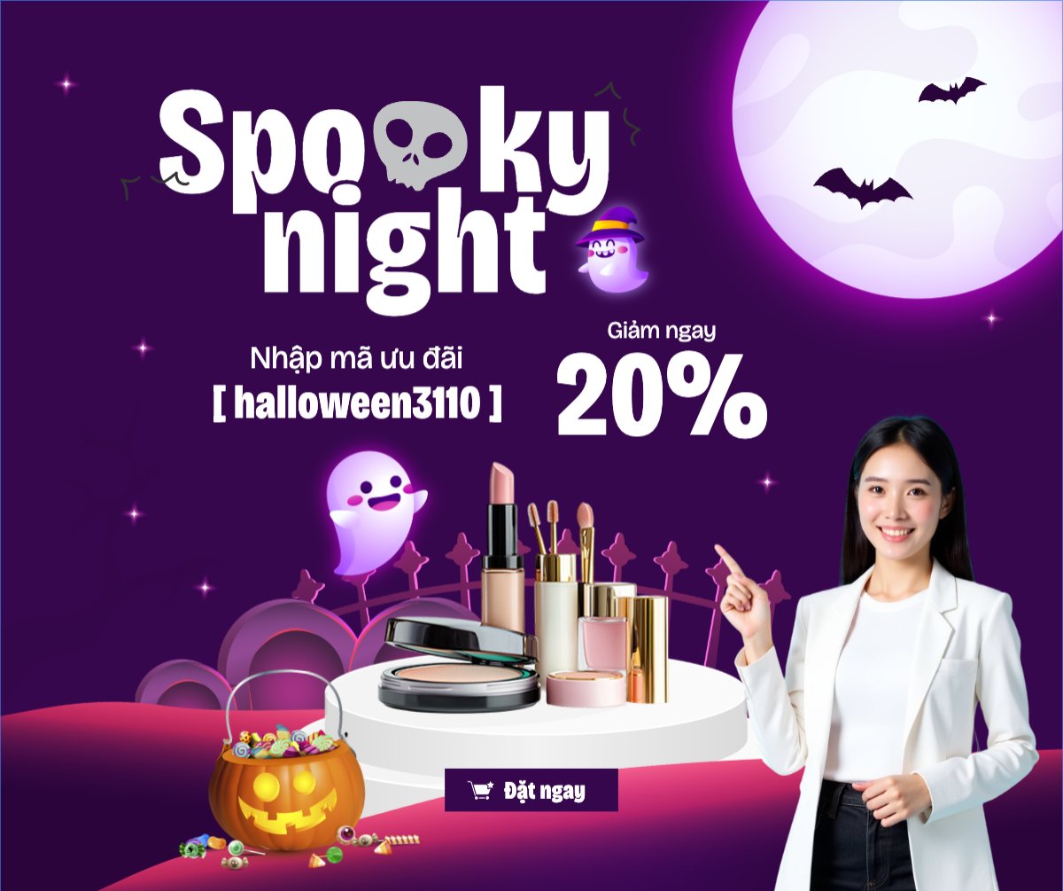 Halloween, lễ hội ma quái, thẩm mỹ, cosmetic, beauty, làm đẹp, sự kiện, event, dễ thương, cute, chibi, hoạt hình, cartoon	