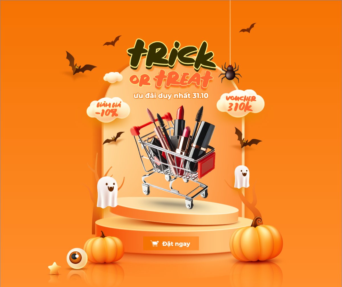 Halloween, lễ hội ma quái, thẩm mỹ, cosmetic, beauty, làm đẹp, sự kiện, event, dễ thương, cute, chibi, hoạt hình, cartoon	