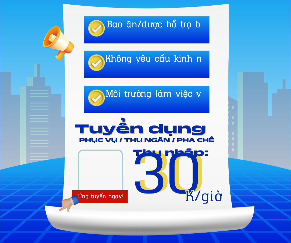 Phục vụ, tuyển dụng, nước uống, juice, giải khát, F&B, drink, hiện đại, modern