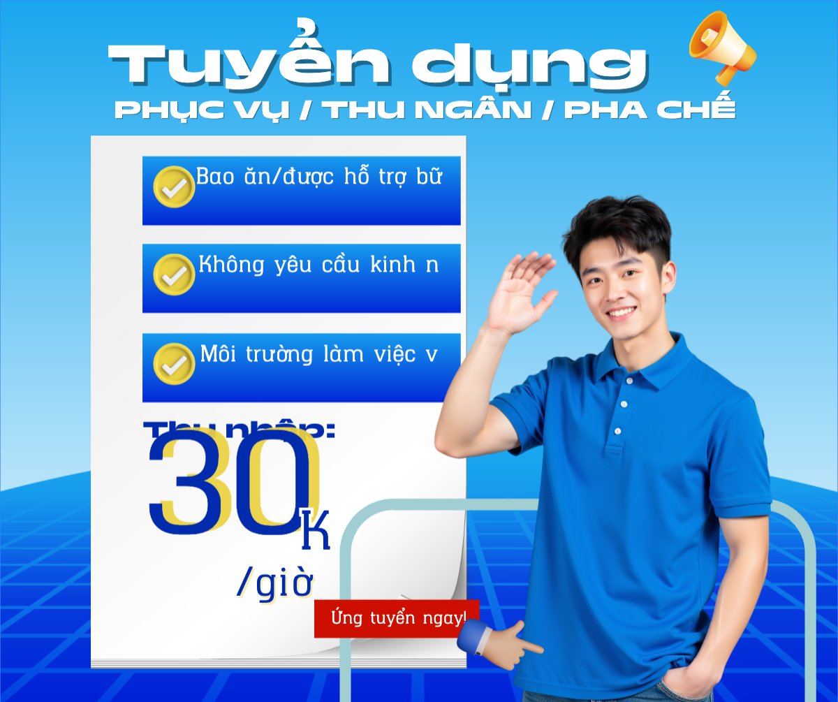 Phục vụ, tuyển dụng, nước uống, juice, giải khát, F&B, drink, hiện đại, modern