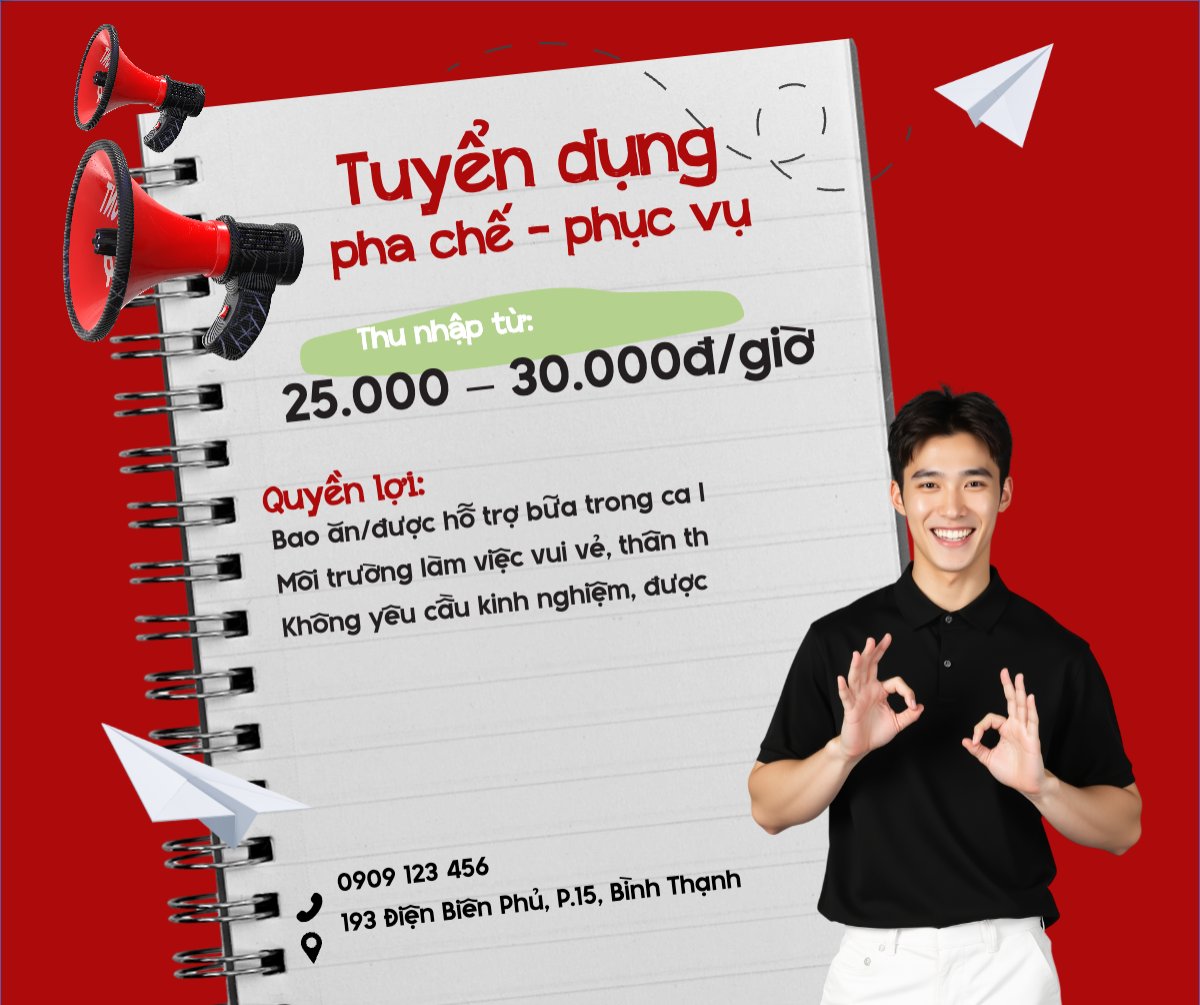 Phục vụ, tuyển dụng, nước uống, juice, giải khát, F&B, drink, hiện đại, modern