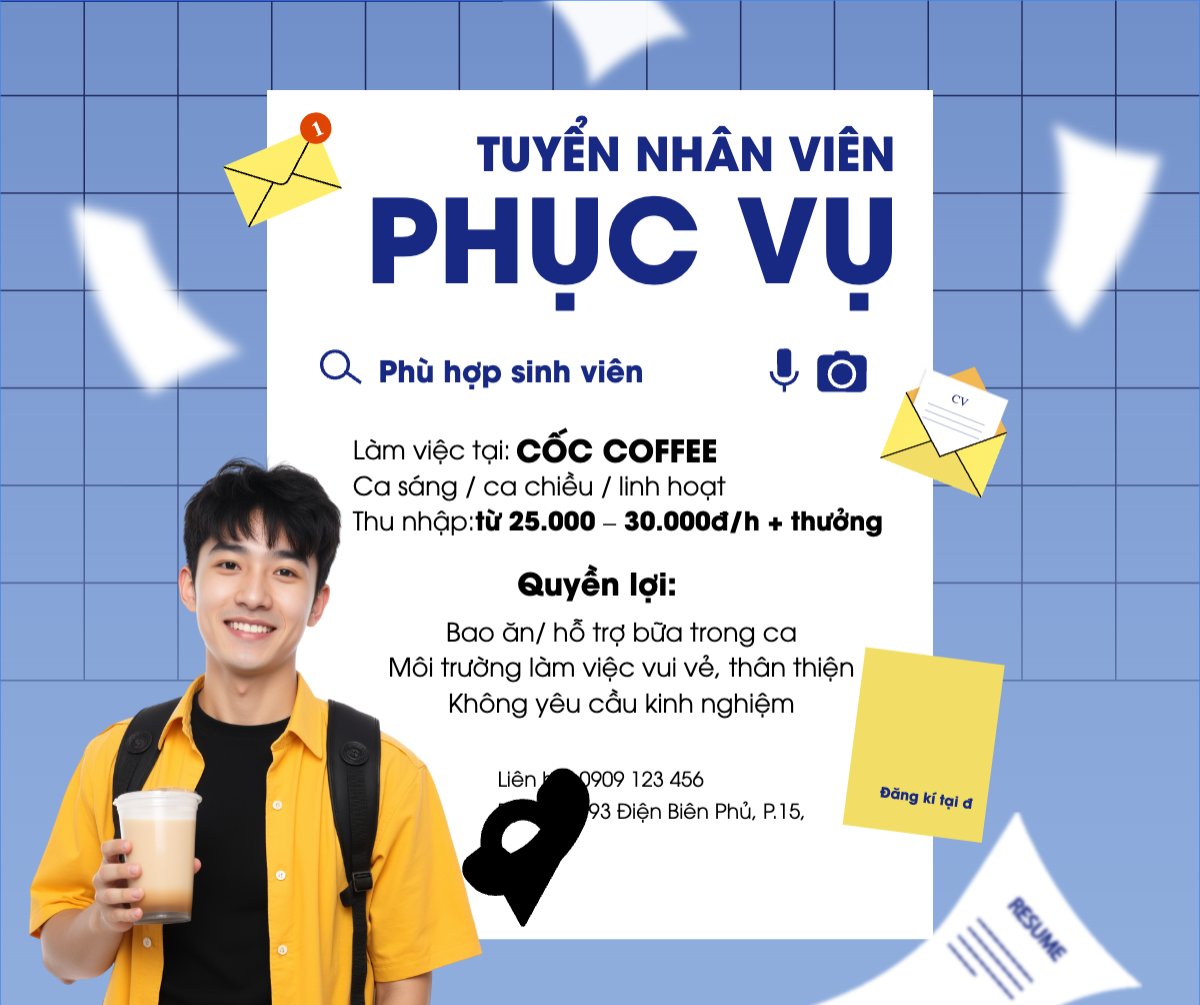 Phục vụ, tuyển dụng, nước uống, juice, giải khát, F&B, drink, hiện đại, modern