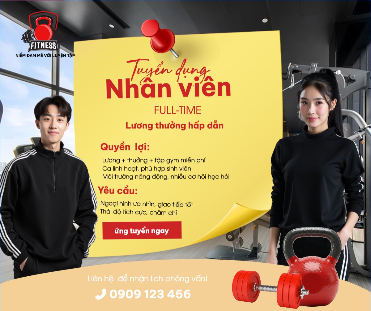 Gym, tuyển dụng, spa, beauty, làm đẹp, thẩm mỹ, sức khỏe, heathy, hiện đại, modern