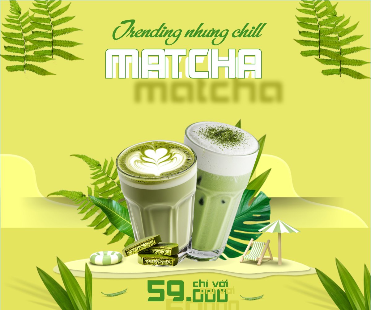 Matcha latte, trà xanh, trà sữa, milktea, nước uống, juice, giải khát, F&B, drink, hiện đại