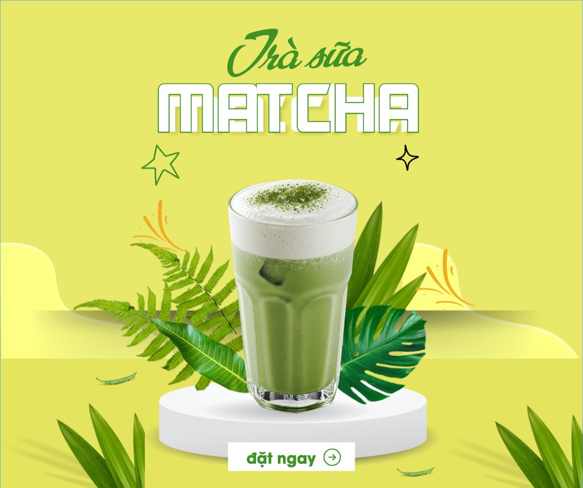 Matcha latte, trà xanh, trà sữa, milktea, nước uống, juice, giải khát, F&B, drink, hiện đại