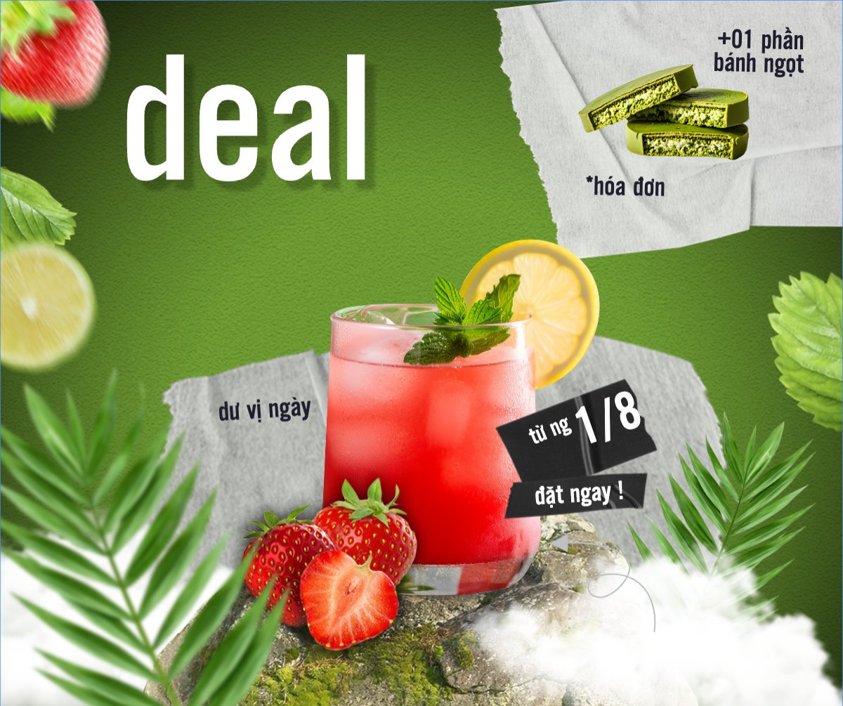 Trà dâu, nước uống, juice, giải khát, F&B, drink, cafe, coffee, cà phê, trà sữa, milk tea, hiện đại	
