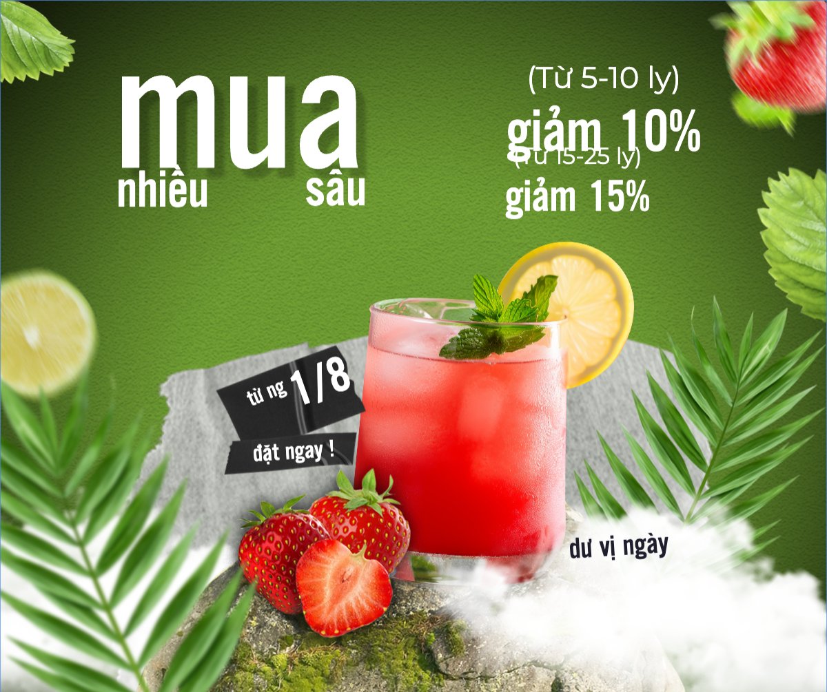 Trà dâu, nước uống, juice, giải khát, F&B, drink, cafe, coffee, cà phê, trà sữa, milk tea, hiện đại	