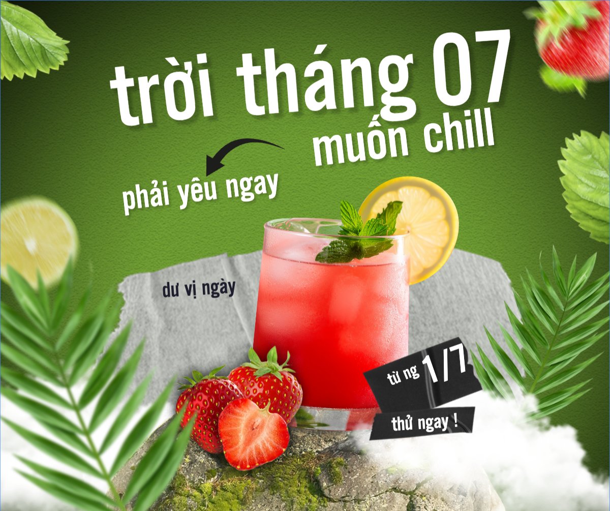 Trà dâu, nước uống, juice, giải khát, F&B, drink, cafe, coffee, cà phê, trà sữa, milk tea, hiện đại	