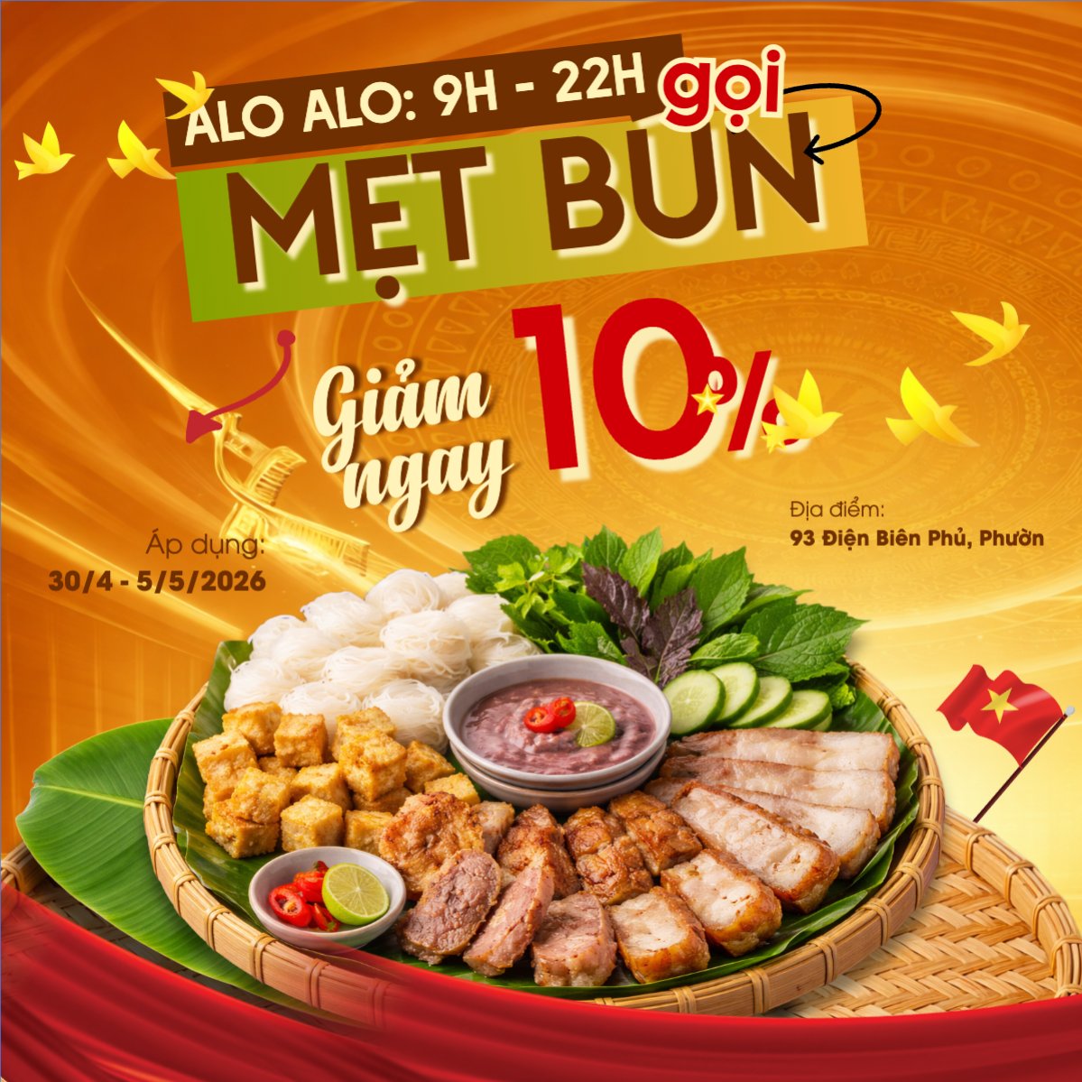 Mẹt bún sale ngày lễ 30/4