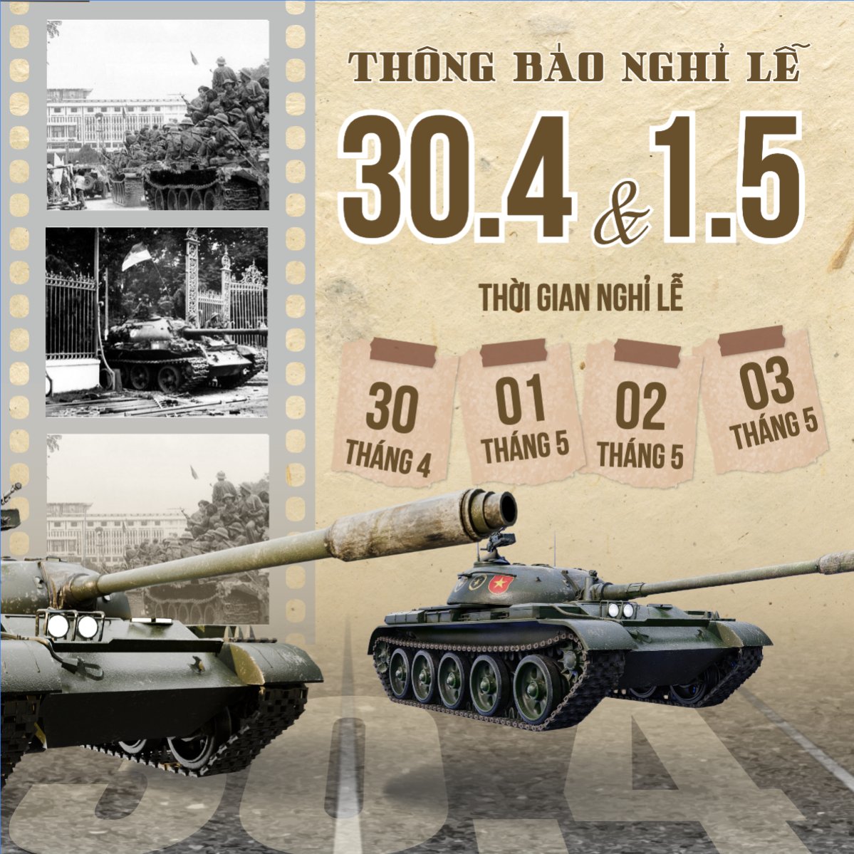 Lịch nghỉ lễ 30/4-1/5