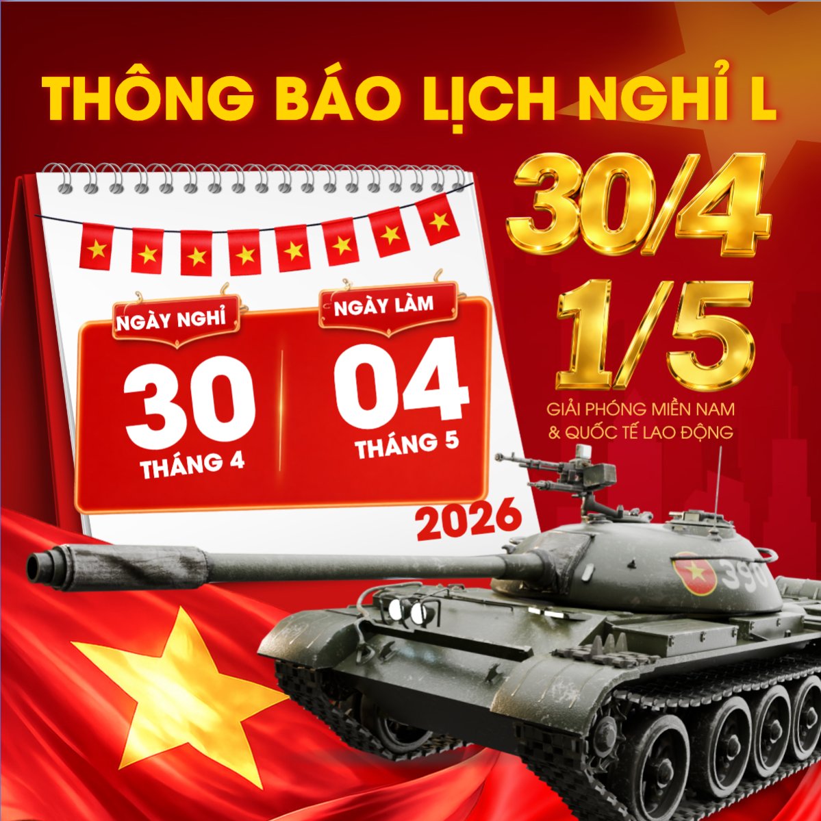 Lịch nghỉ lễ 30/4-1/5