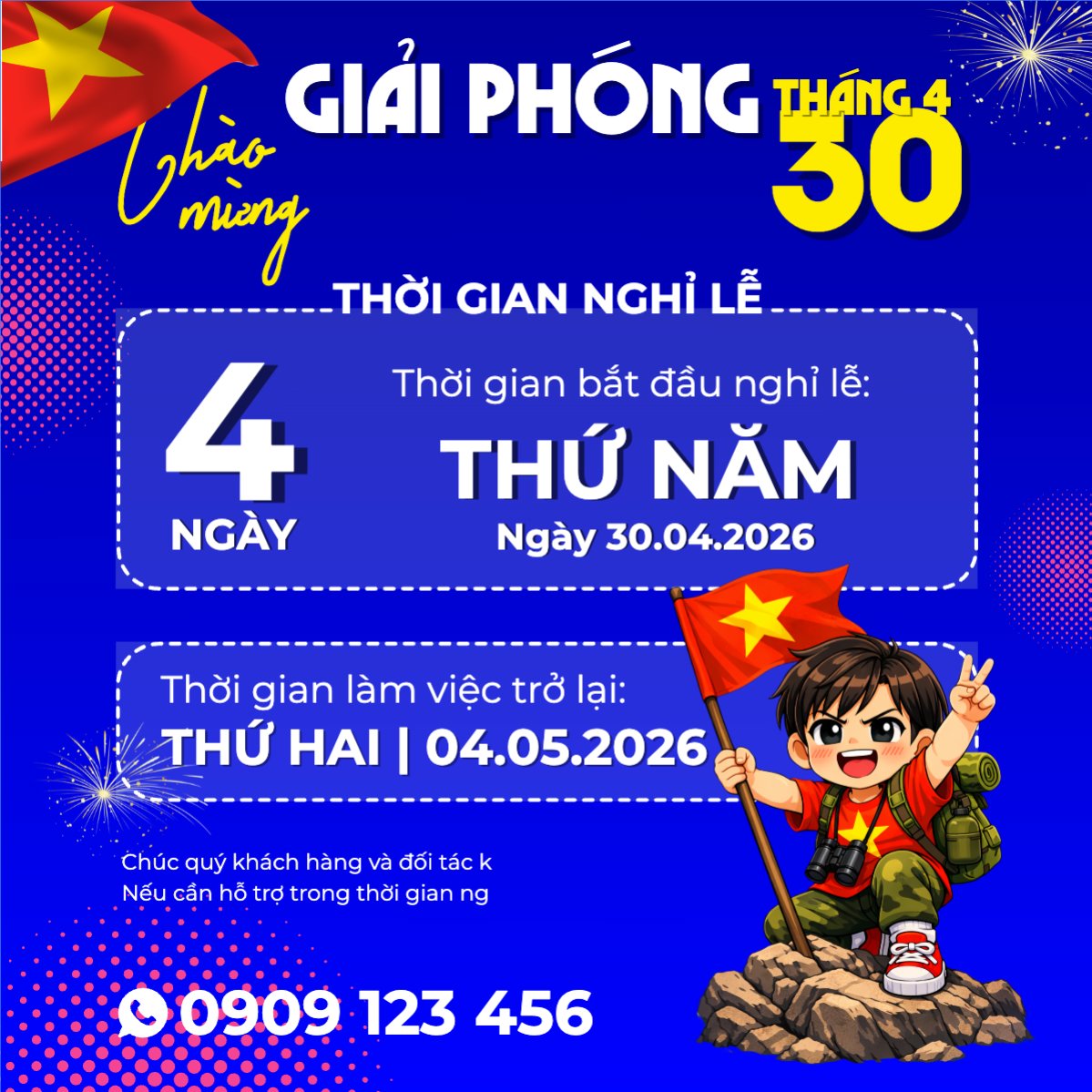 Lịch nghỉ lễ 30/4-1/5
