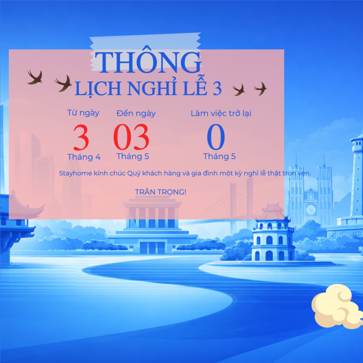 Lịch nghỉ lễ 30/4 -1/5