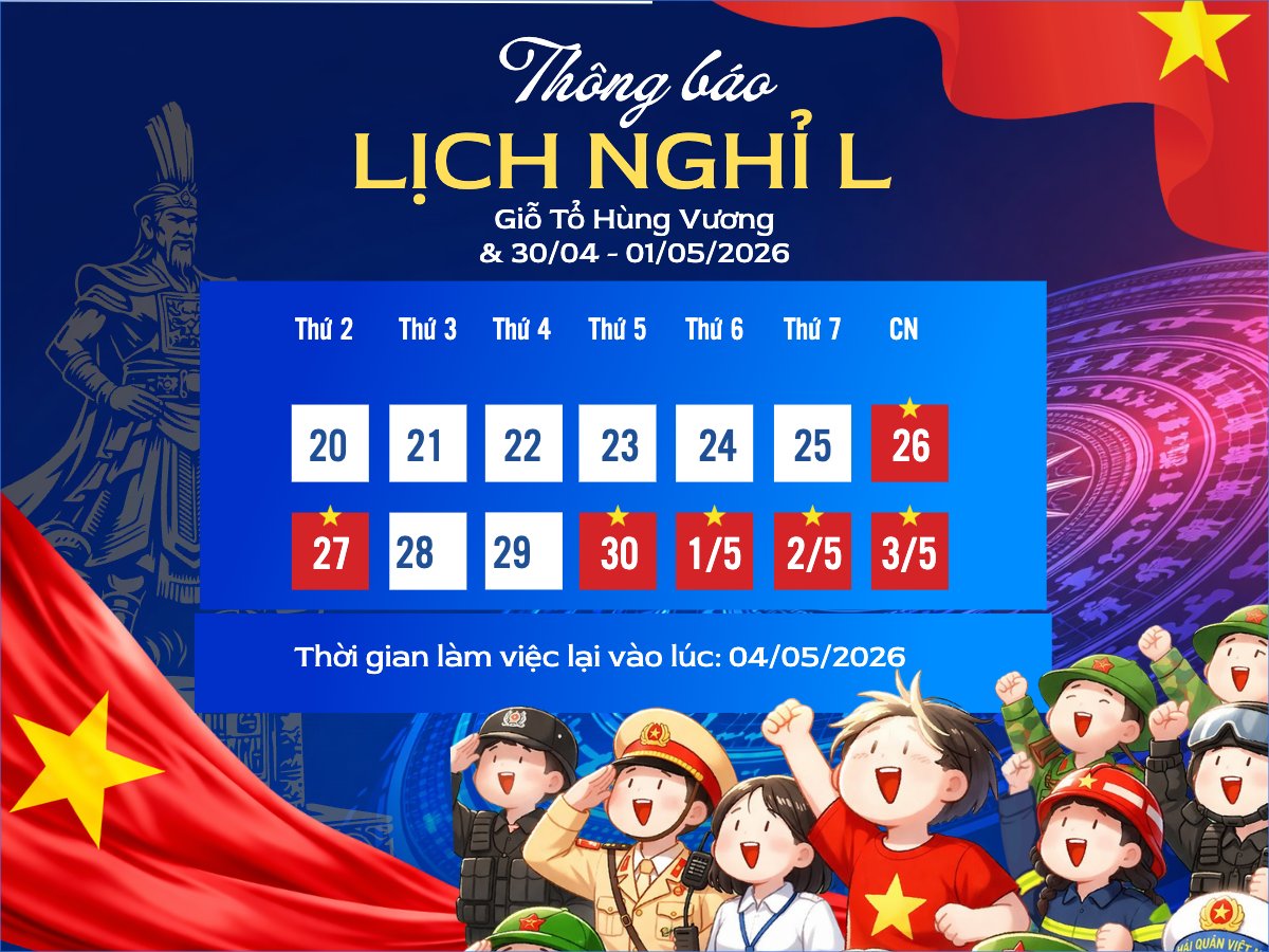   Lịch nghỉ lễ 30/4-1/5