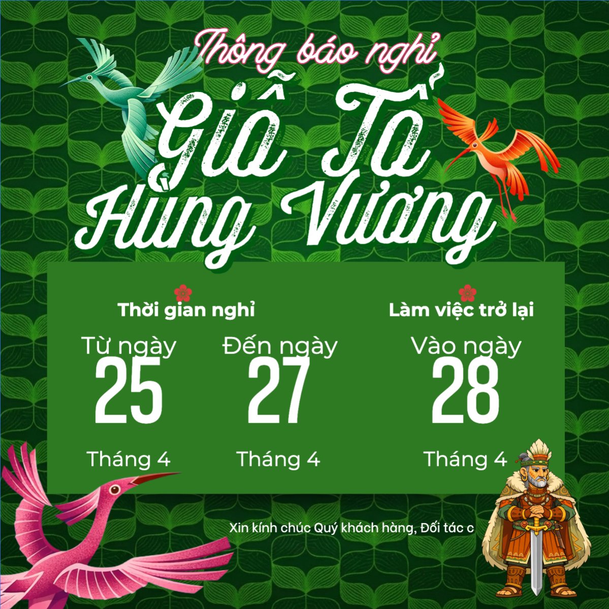 Mẫu Bài post MXH vuông Thông báo nghỉ lễ Giỗ Tổ Hùng Vương — LayerPic