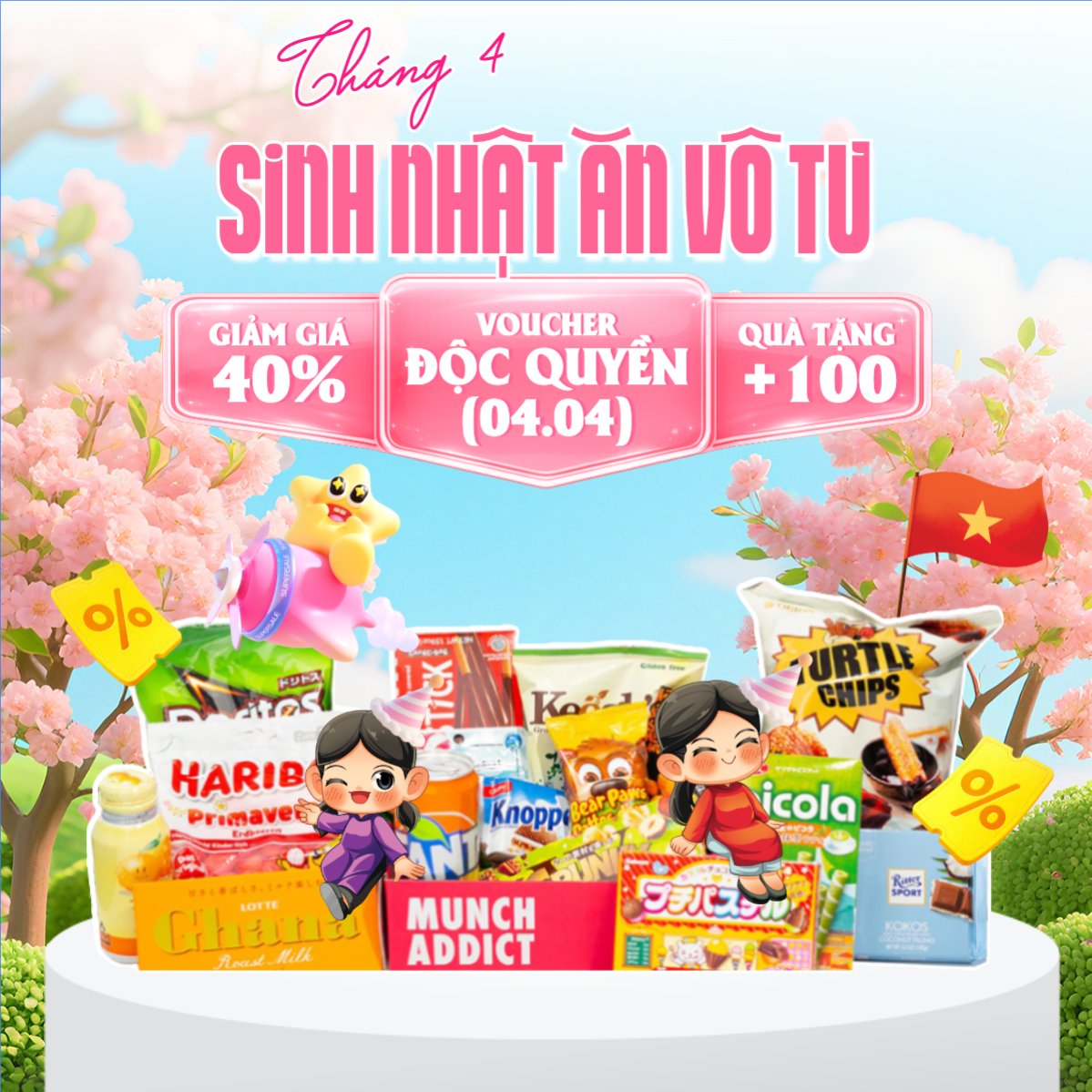 Tháng 4 sinh nhật ăn vô tư