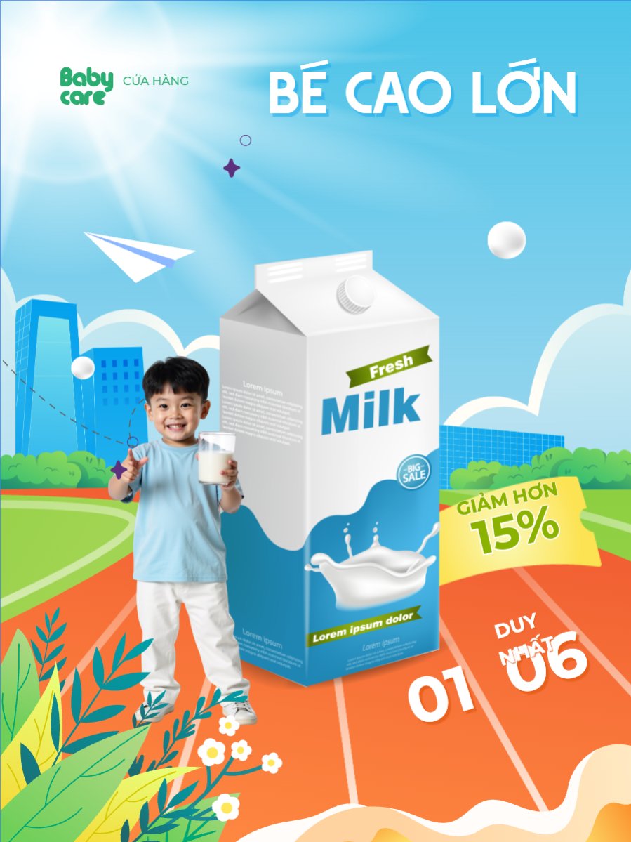 Quốc tế thiếu nhi, 1/6, trẻ em, quảng cáo, giảm giá, ưu đãi, sale, nước uống, drink