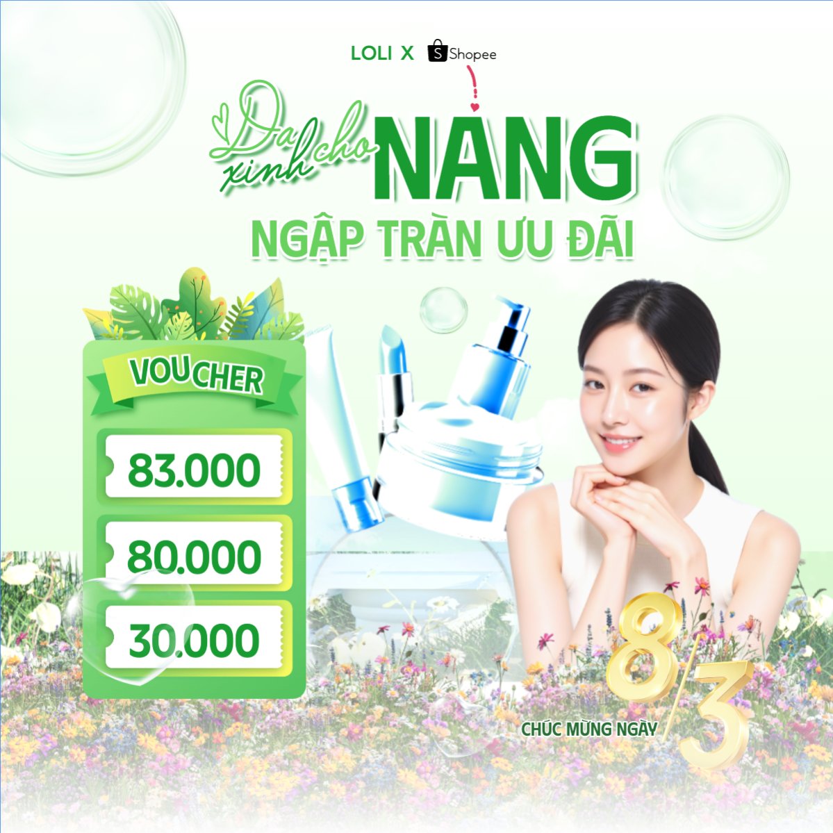 Da xinh cho nàng ngập tràn ưu đãi 8/3