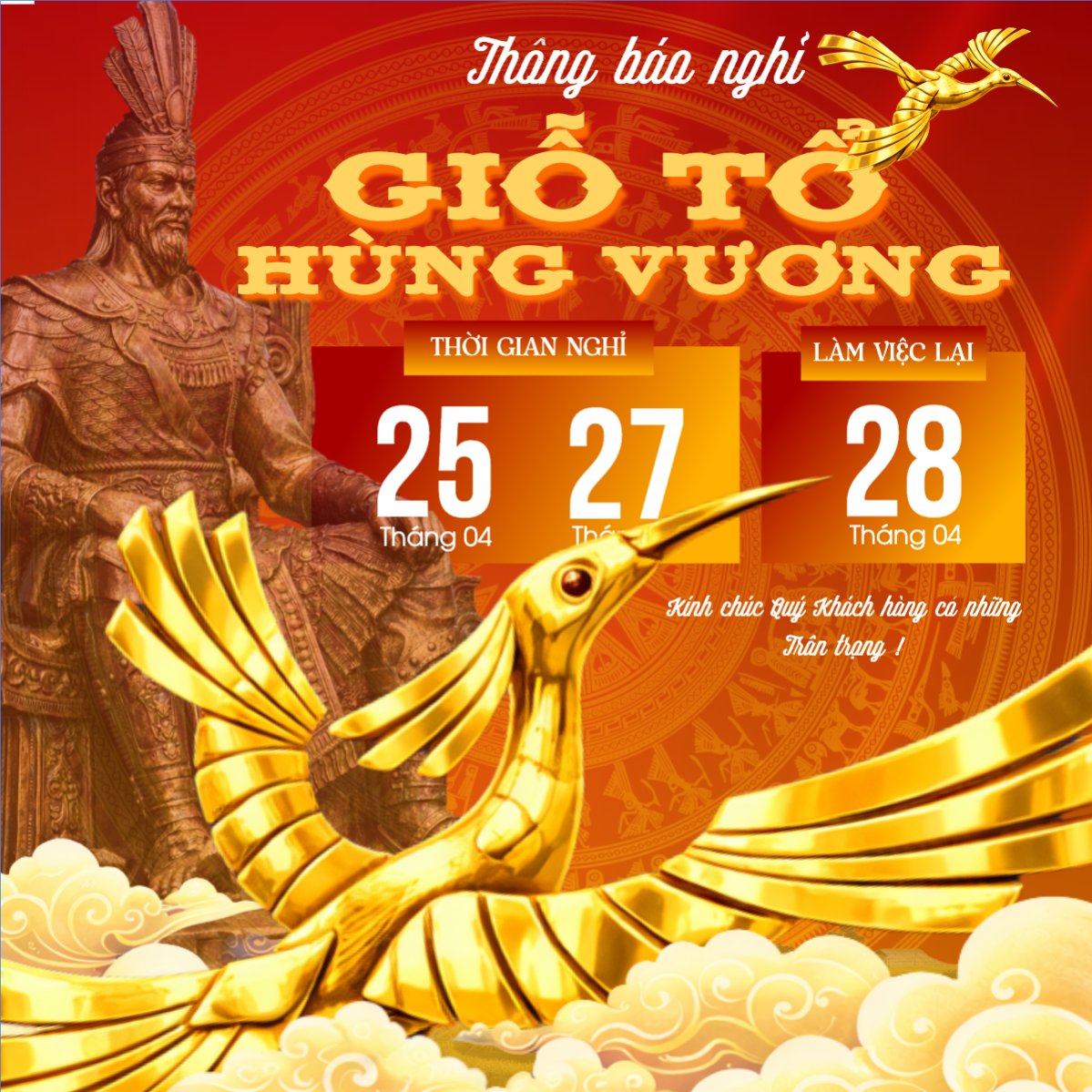 Lịch nghỉ lễ Giỗ Tổ Hùng Vương