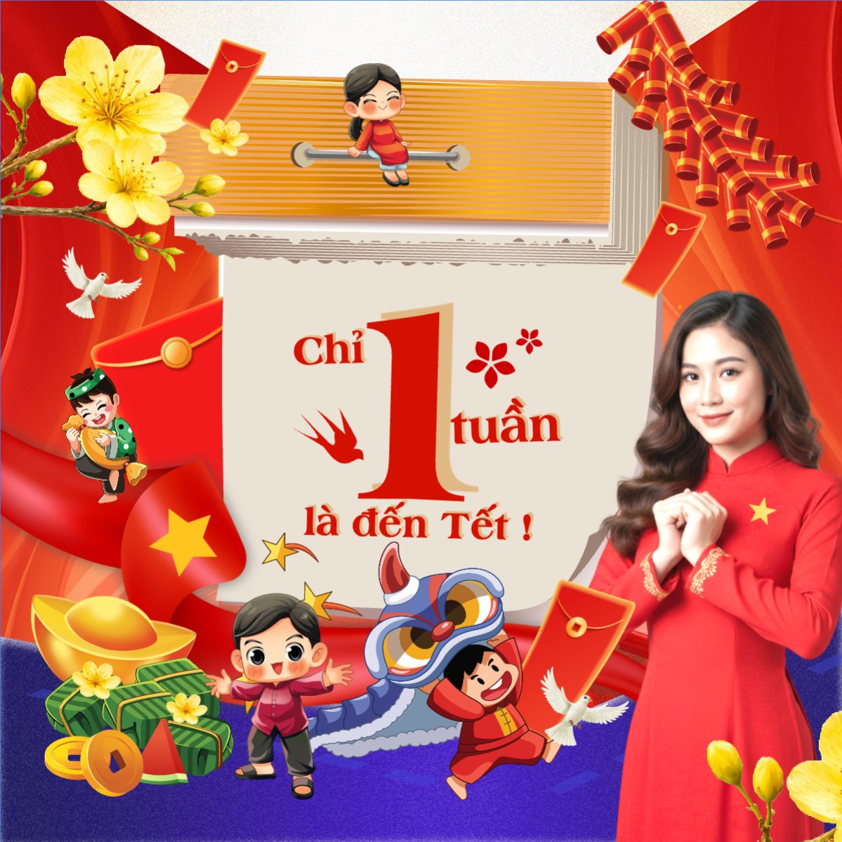 Chỉ còn 1 ngày nữa là đến tết