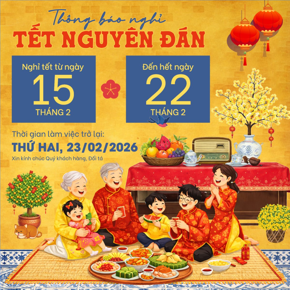 Thông báo nghỉ tết Nguyên Đán