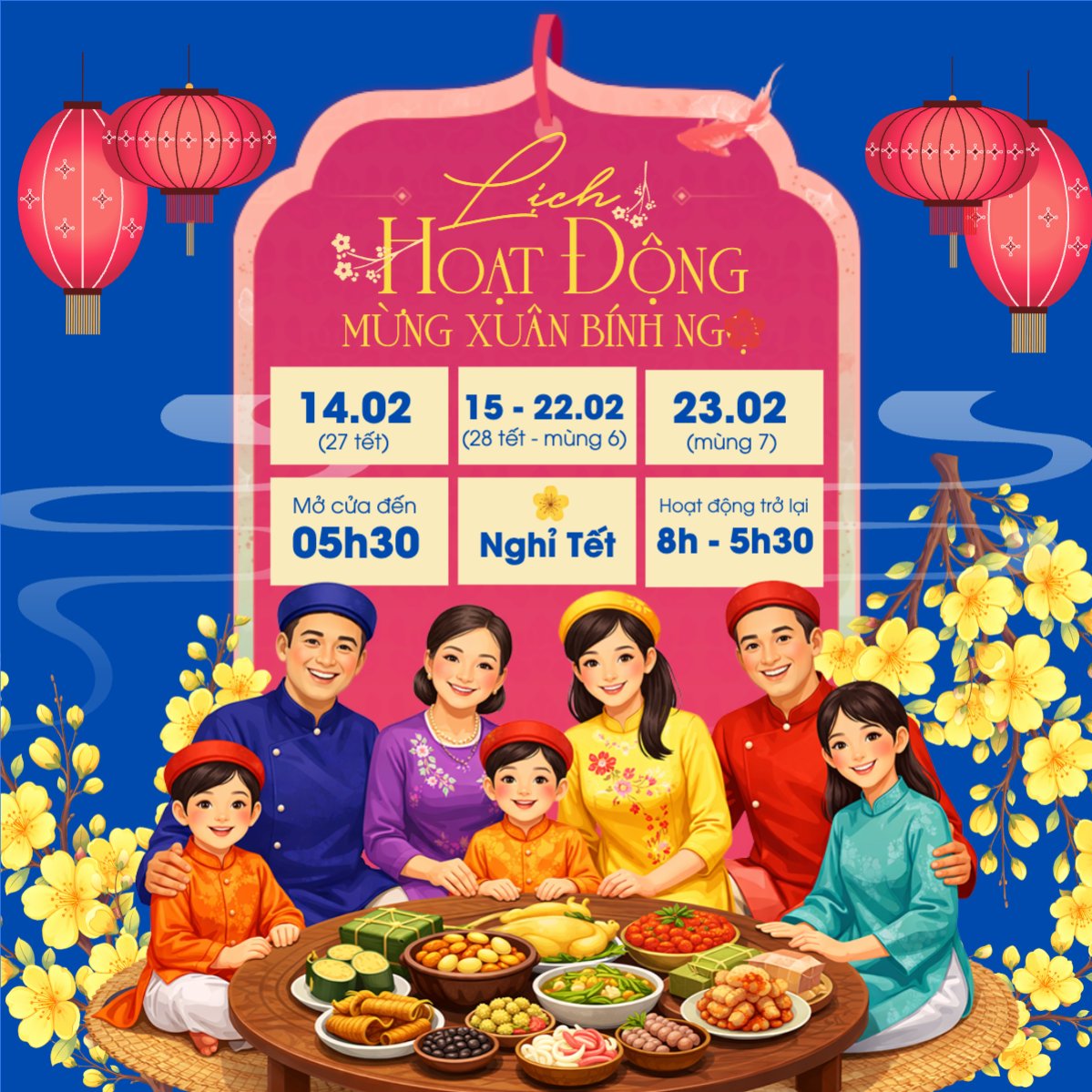 Lịch hoạt động mừng xuân bính ngọ