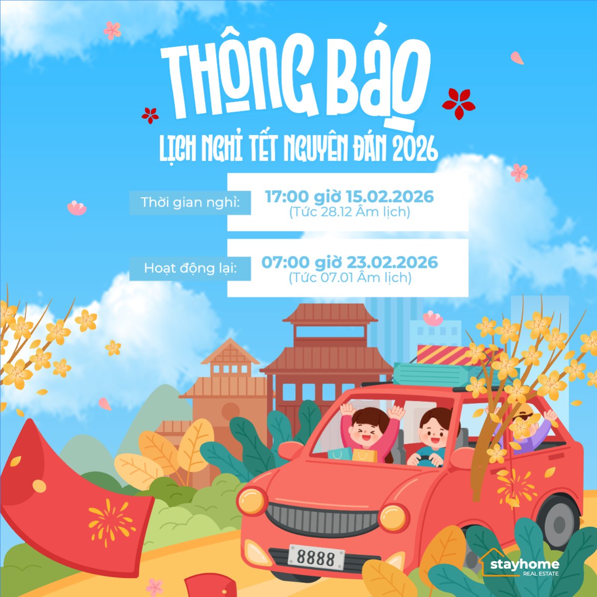 Thông báo lịch nghỉ tết nguyên đán Bính Ngọ 2026