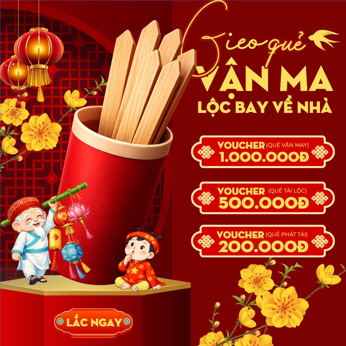 Gieo quẻ vận may lộc bay về nhà