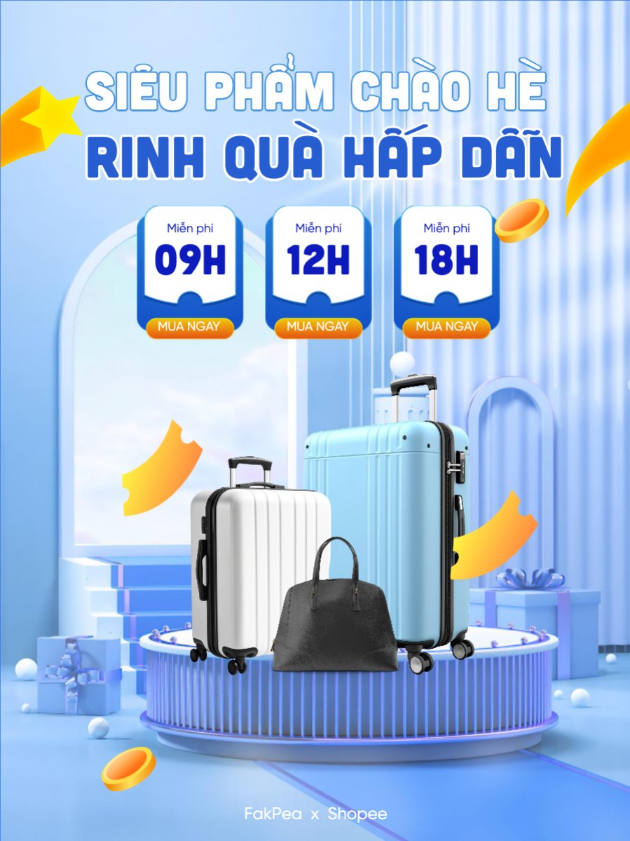 Mẫu Banner dọc Giảm giá, sale, vali, phụ kiện, thời trang, fashion, du lịch, travel — LayerPic