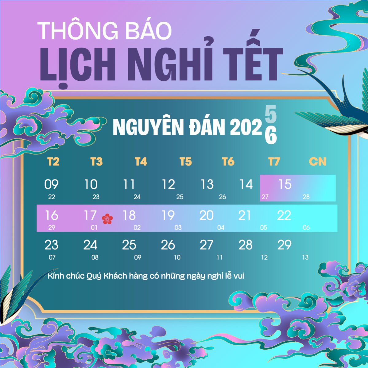 Thông báo nghỉ tết Nguyên Đán