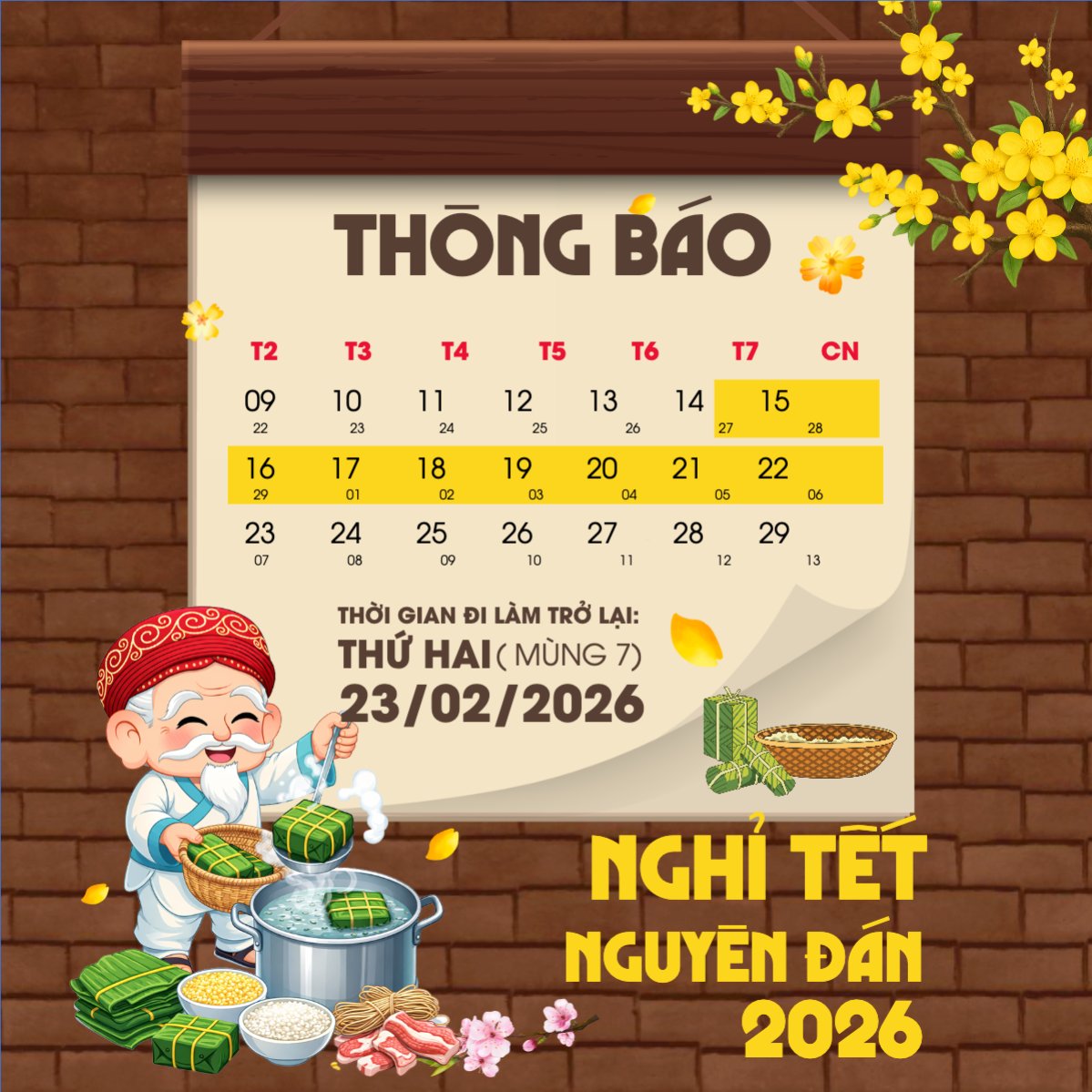 Thông báo nghỉ tết Nguyên Đán