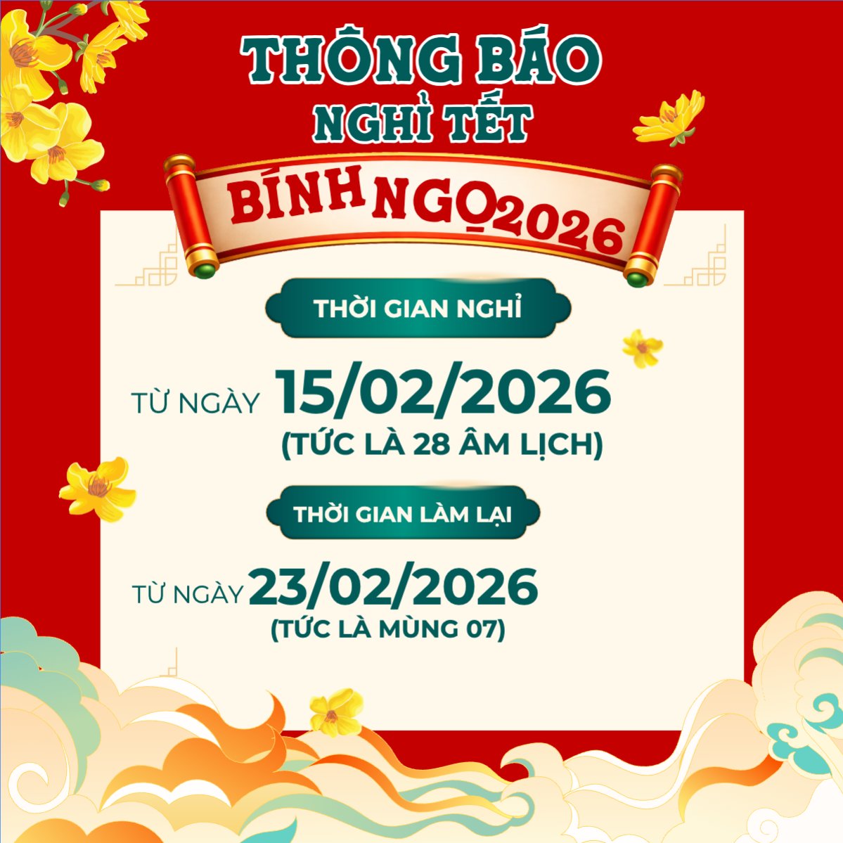 Thông nghỉ tết Nguyên Đán