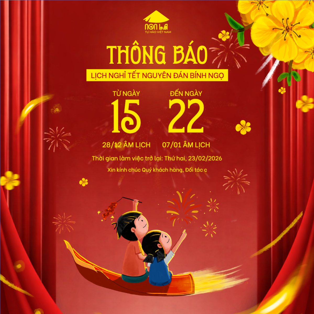 Thông báo lịch nghỉ tết nguyên đán Bính Ngọ 2026