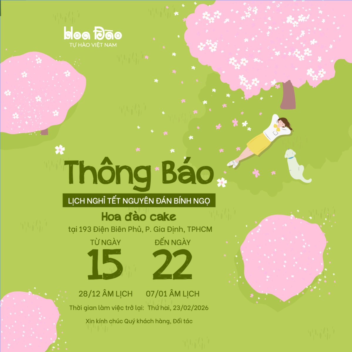Thông báo lịch nghỉ tết nguyên đán Bính Ngọ 2026