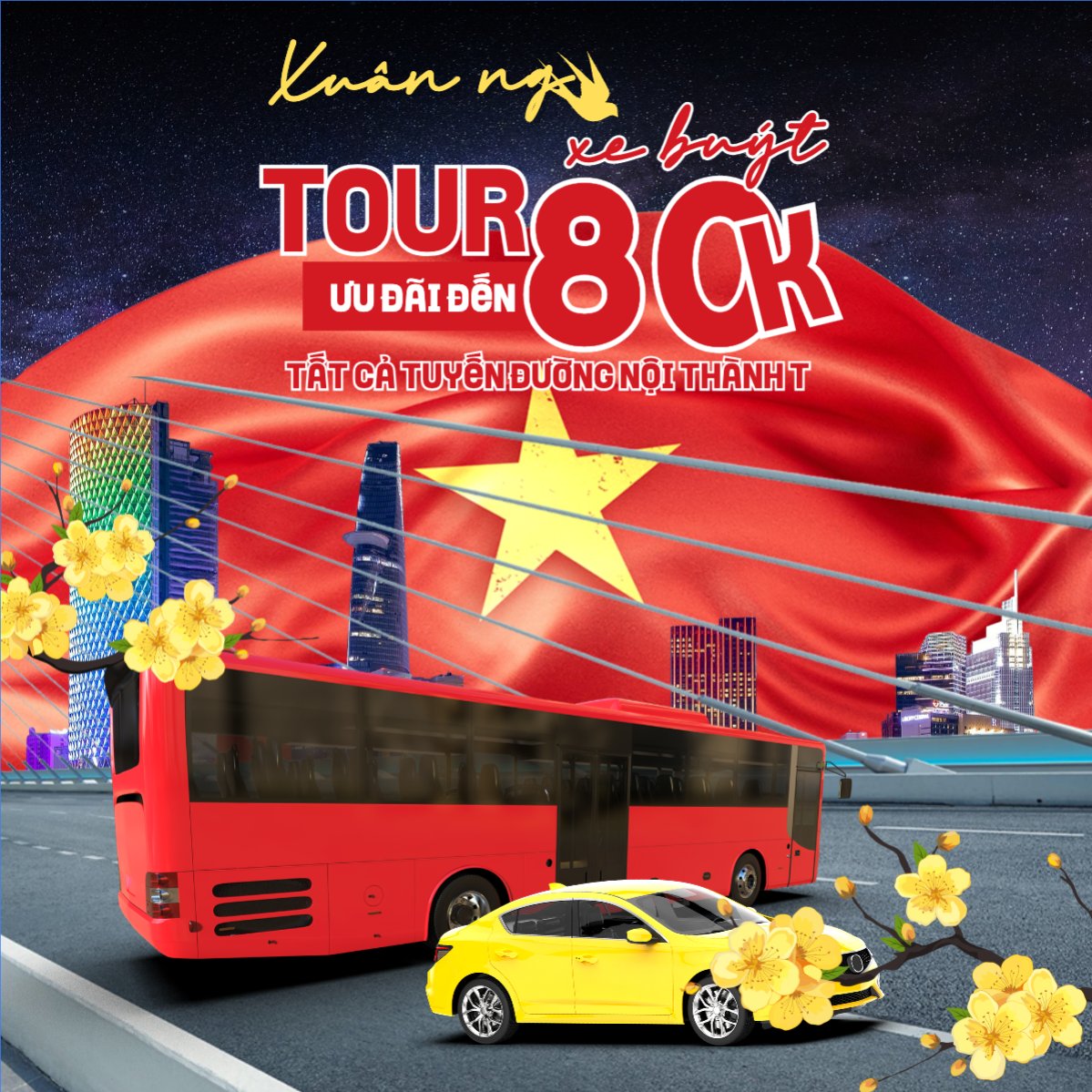 Xuân ngao du tour xe buýt ưu đãi 80K