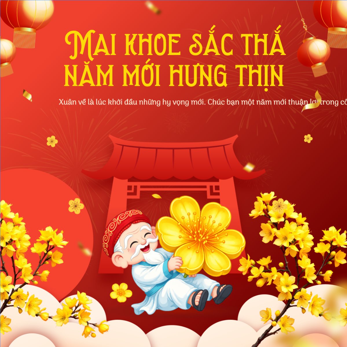 Mai khoe sắc thắm năm mới hưng thịnh