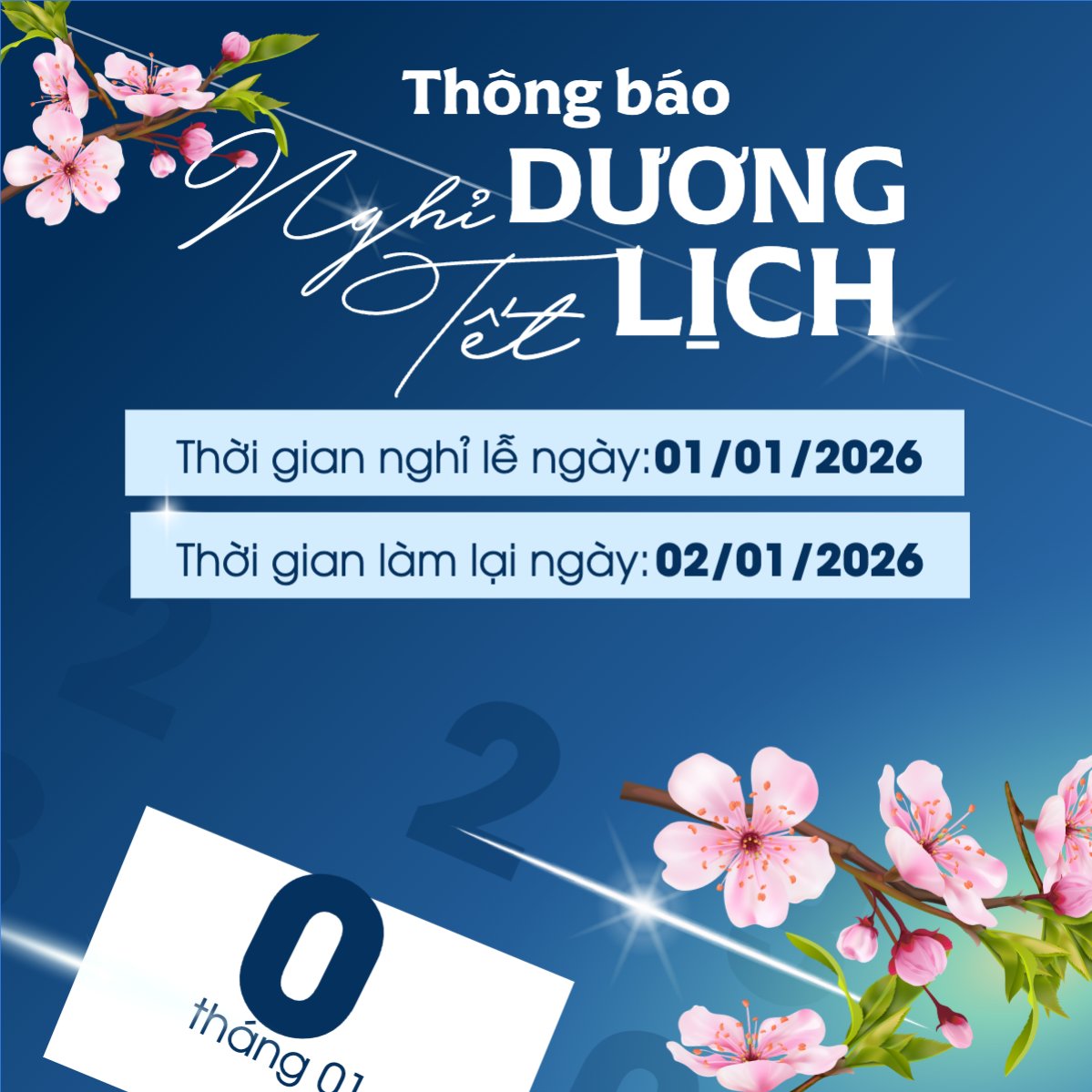 Thông báo nghỉ tết dương lịch