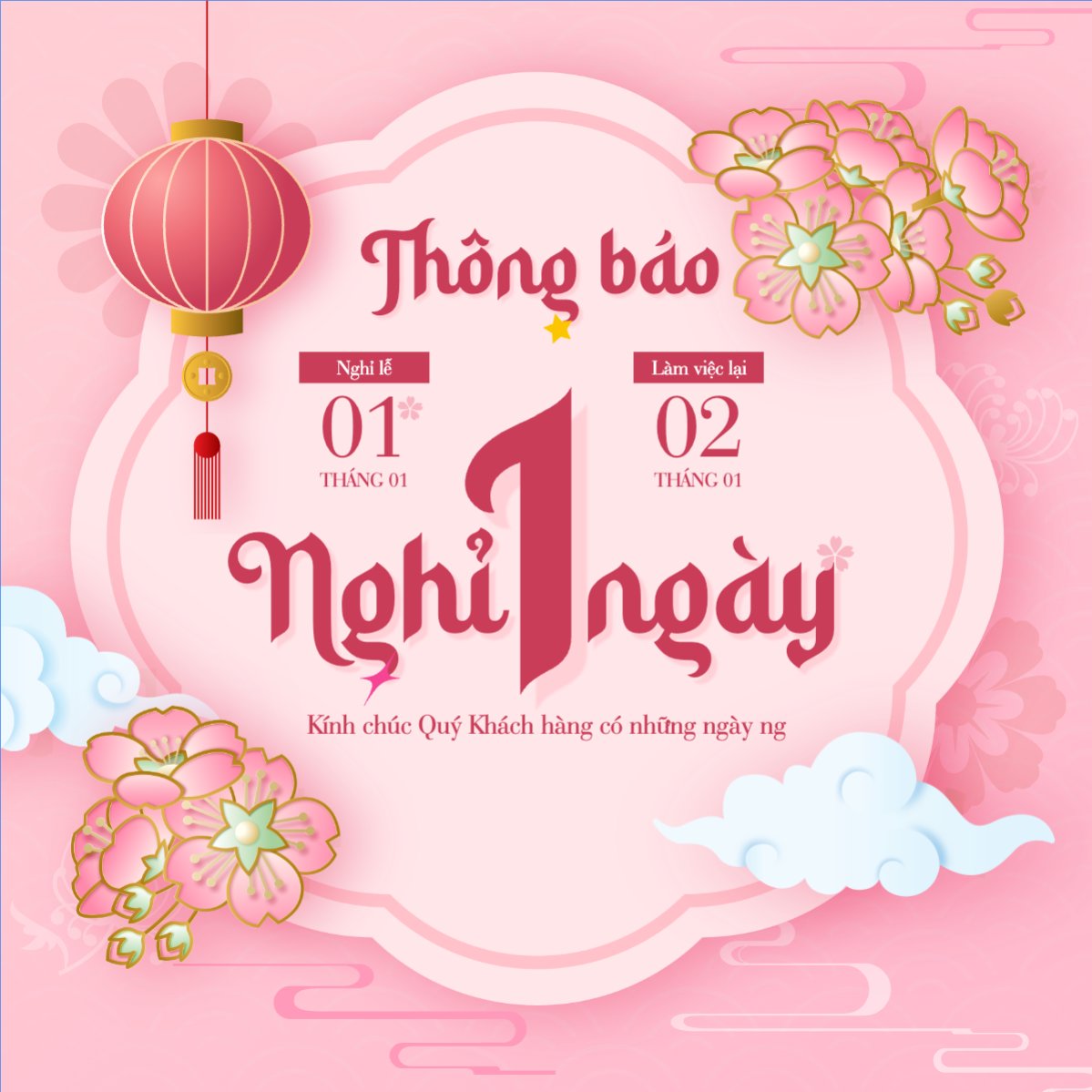 Thông báo lịch nghỉ Tết dương lịch 2026