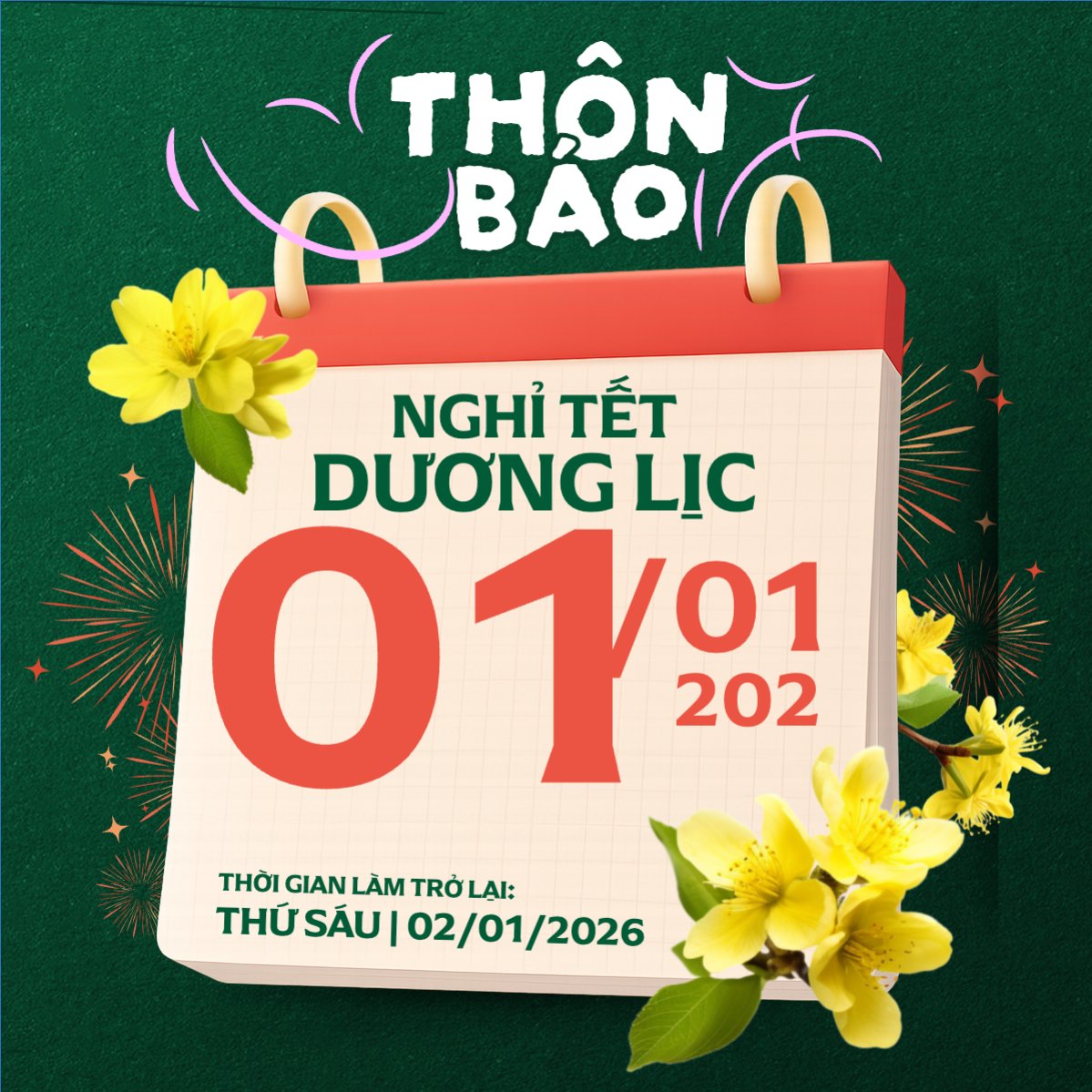 Thông báo nghỉ tết dương lịch