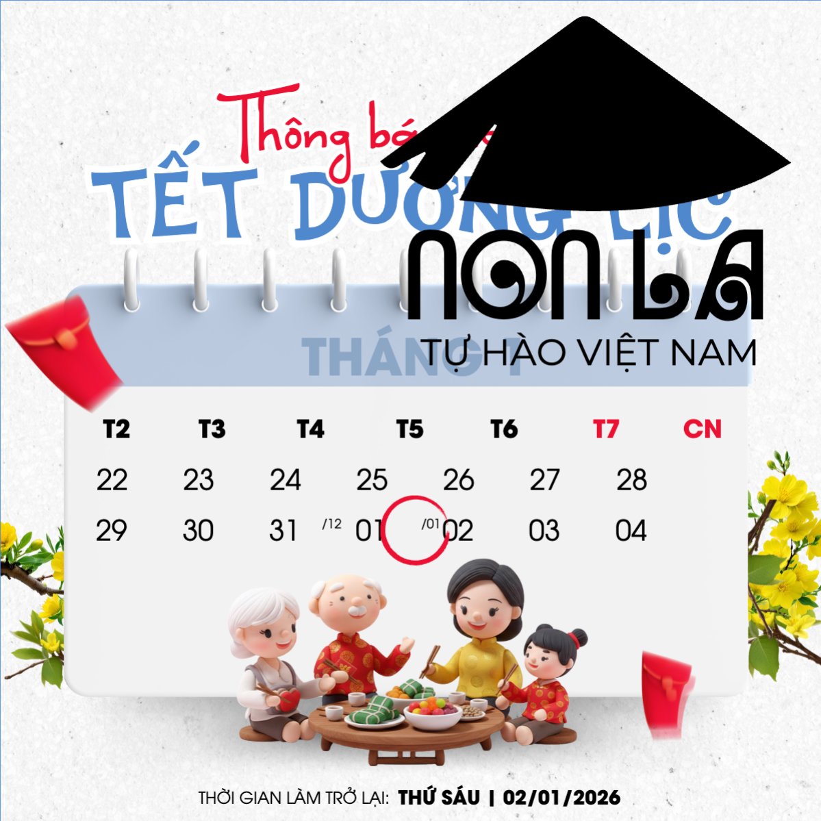 Thông báo nghỉ tết dương lịch